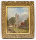 The Great Tower, Lincoln Cathedral by Alfred Dawson, oil, sold Oct 2023