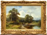 Crossing the Ford by David Bates, 1894, Oil on canvas, sold Oct 2023
