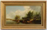 Cattle watering in a river landscape by George Vicat Cole, Oil on canvas, offered Oct 2023