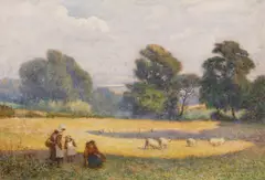 The Harvesters by Joseph Kirkpatrick, 1901, Watercolour, sold Oct 2023