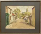 A series of three views of Lennoxtown featuring the High Kirk of by Tom Paterson, Watercolour largest, offered Oct 2023