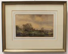 Spring at Dodley Hill Farm, Buckinghamshire by Edward Stamp, 1982, watercolour, sold Aug 2023