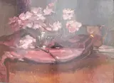 Pink Blossom II by George J. D. Bruce, oil on board, sold Jul 2023