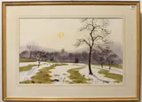 Wintering Sun and Frost, Winchcombe by Robin Reckitt, watercolour, offered Jul 2023