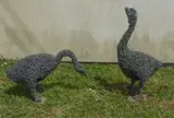 A large pair of patinated wirework sculptures of geese by Rupert Till, sculpture, offered Jun 2023