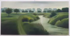 The River Perrett Meandering Through Open Countryside by Jenny Graham, oil on canvas, sold May 2023