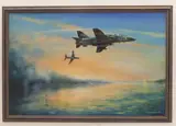 Two Hawk 2 - Mark 1 Jets by Robin Owen, oil on canvas, offered May 2023