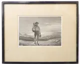 A 19th century engraving of a hiker in mountainous landscape by William Miller, engraving, sold Mar 2023