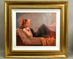 'Time to Reflect', a full length portrait of a female figure by Mark Spain, oil on canvas, sold Nov 2020