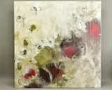 'Eruptus Des Kiwis', an abstract study, signed bottom right, by Annie Rodrigue, oil on canvas, sold Nov 2020