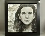 'Eddie Vedder', a portrait of The Pearl Jam lead singer, signed bottom by Jen Allen, oil on canvas, sold Nov 2020