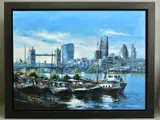 'London view over Tower Bridge', an impressionist London cityscape, by Csilla Orban, oil on canvas, sold Nov 2020