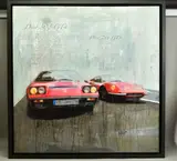 'Dino 308 GT4, Dino 246 GTS', studies of Ferrari motorcars, signed bottom by Markus Haub, oil on canvas, sold Nov 2020