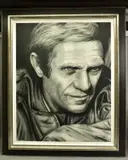 'Steve McQueen II', a portrait of the Hollywood actor, by Paul Karslake, mixed media on canvas, sold Nov 2020