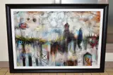 'Grey Montage II', an abstract composition from the by John and Elli Milan, mixed media on canvas, sold Nov 2020