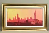 'Fifties Rush Hour', a Limited Edition print of a London skyline, by Rolf Harris, print, sold Nov 2020