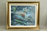'Leopard Reclining at Dusk', a Limited Edition print, 97/195, by Rolf Harris, print, sold Nov 2020
