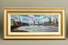 London at low tide by Timmy Mallett, oil on canvas, sold Nov 2020