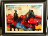 City colours vi by John and Elli Milan, mixed media on board, sold Nov 2020