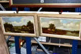 A rural hamlet with figures fishing on a river by Alfred Henry Vickers, oil on canvas, sold Nov 2020