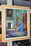 a female figure playing a harp by Marie-Louise Roosevelt Pierrepont, oil on canvas, sold Nov 2020