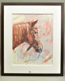 Ranch horse profile by James Bartholomew, mixed media on paper, sold Nov 2020