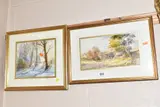an English landscape with horse and rider in a lane, by Michael Crawley, watercolour on paper, sold Nov 2020