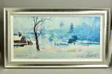 Snow on marshy ground by Rolf Harris, print, sold Nov 2020