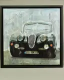 Jaguar xk rl589 by Markus Haub, mixed media on canvas, sold Nov 2020