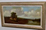 A rural hamlet with figures fishing on a river by Alfred Henry Vickers, oil on canvas, offered Nov 2020