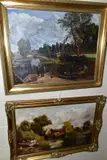 a nostalgic scene of horse drawn barges in a rural setting, by Margaret Darby, oil on canvas, sold Nov 2020