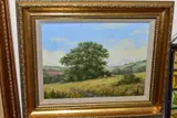 A British pastoral landscape with cattle grazing by Lesley Hammett, oil on canvas, offered Nov 2020