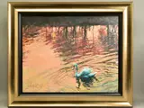 Swans in the morning by Rolf Harris, print, sold Nov 2020