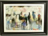 Urban concept iii by John and Elli Milan, mixed media on board, sold Oct 2020