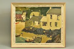A corner of porthdinllaen by Donald McIntyre R.I. R.C.A. R.S.M.A, oil on board, sold Oct 2020