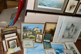 to include a Nicole Le Guen oil on canvas depicting a village by Paintings And Prints Etc, oil on canvas, sold Oct 2020