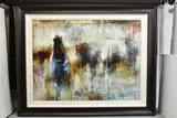 Urban theory v by John and Elli Milan, mixed media on board, sold Oct 2020