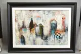 Urban concept iv by John and Elli Milan, mixed media on board, sold Oct 2020