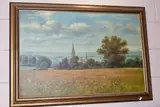 to include a British landscape with church, unsigned, oil on canvas, by Paintings And Prints Etc, 1880, oil on canvas, sold Oct 2020