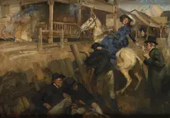 Kate Kelly during the last stand of the Kelly by George Washington Lambert, 1908, Oil on canvas, sold Dec 2019