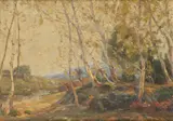 Wooded landscape Signed Oil by Gustave Adolph Wiegand, Oil on canvas, offered Dec 2019