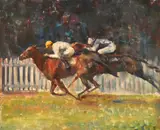 Winning Clearly Titled to verso Oil by John Skeaping, Oil on canvas board, sold Dec 2019