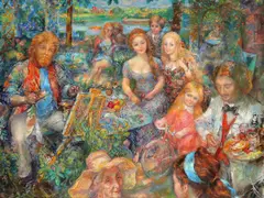 L'Ile de la Derivation ou Le temps Signed and further by Lucien Philippe Moretti, Oil on canvas, offered Dec 2019