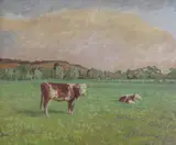 Cows in a sunny meadow Signed Oil by Sylvia Gosse, Oil on canvas, sold Dec 2019