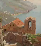 A view of the Amalfi Coast from Ravello Signed and inscribed by Gaetano Capone, Oil on board, sold Dec 2019