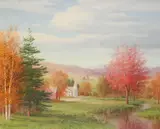 Autumn tranquilty Signed Oil by Carl Wuermer, Oil on canvas, sold Dec 2019