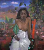 Woman in the Sacred Forest by Christopher Robinson, Oil on canvas, sold Dec 2019