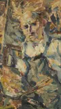 Self portrait with palette and brush Signed and dated 1962 Oil by Cyril Mann, 1962, Oil on canvas, sold Dec 2019