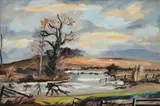 Sunset at Cavendish Signed Oil by Rowland Suddaby, Oil on board, sold Dec 2019
