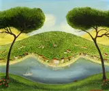 River landscape Signed and dated 85 Oil by Mark Baring, Oil on canvas board, sold Dec 2019